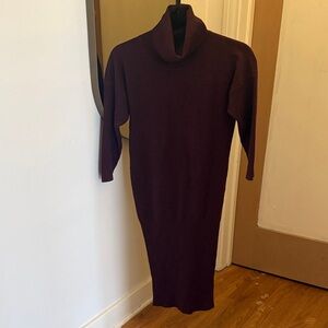 Yigal Azrouel Burgundy Turtleneck Midi Dress